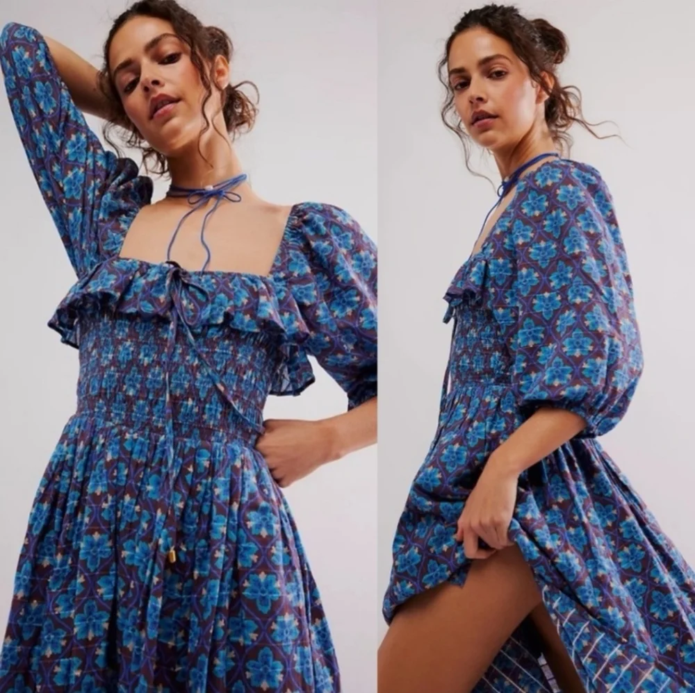 Free People Blue Floral Maxi Dress